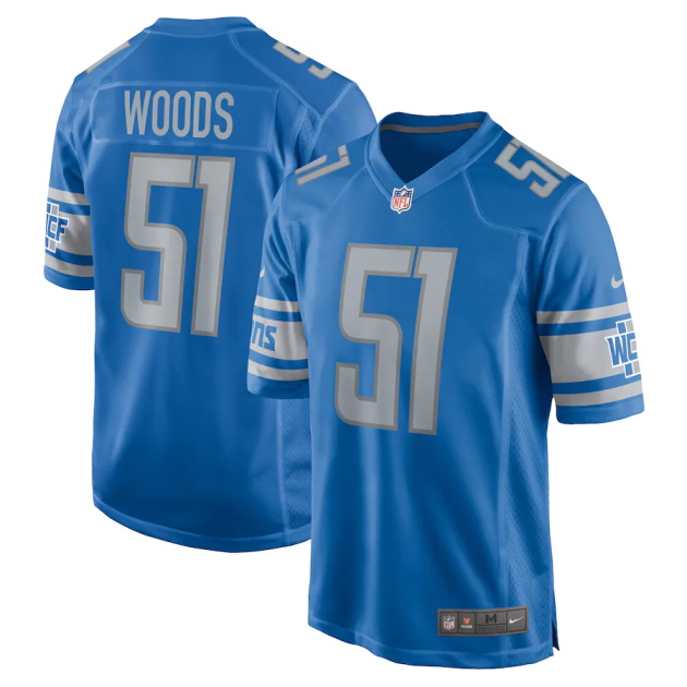 mens nike josh woods blue detroit lions player game jersey